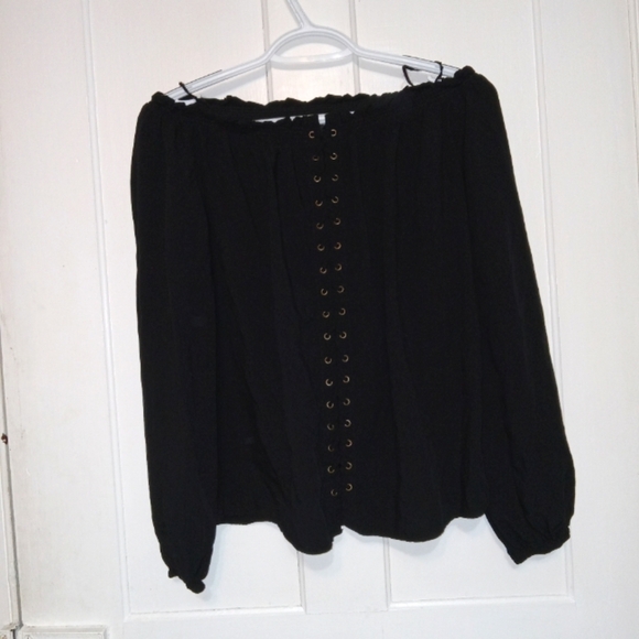 Rock & Republic Tops - 5 for $10 Rock & Republic Black Longsleeve Off the Shoulder Lace Up Top size XS